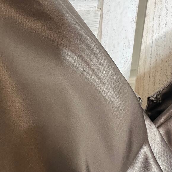 BILL LEVKOFF Women's 8 Bridesmaid Dress Gown Midi Length Satin Sleeveless Latte - Picture 8 of 16